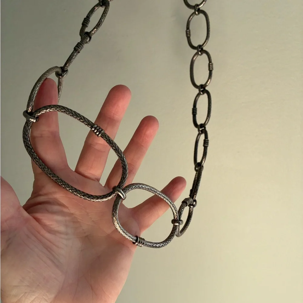 Y2K Whimsigoth Silver Toned Chain Link Slouchy Belt‎